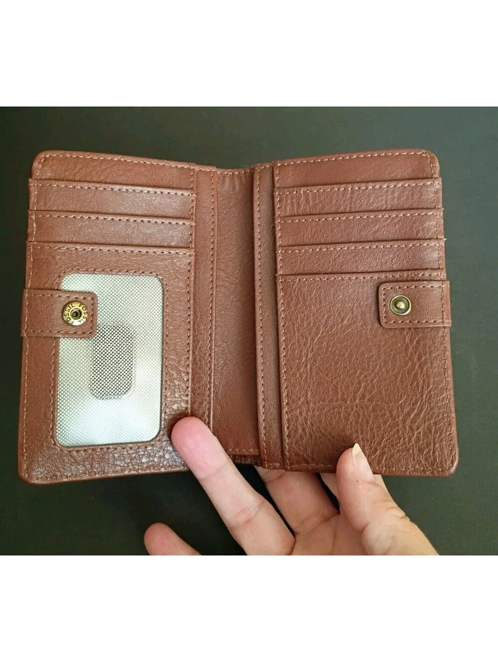 Fossil Leather Bifold Wallet Liza Multifunction Women Brown